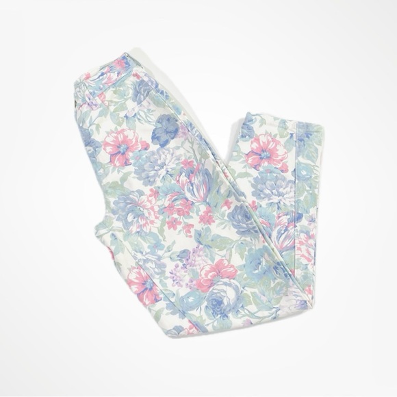 Zena Pants - Zena Vintage 1980s 1990s Pastel Floral High Rise Denim Mom Jeans